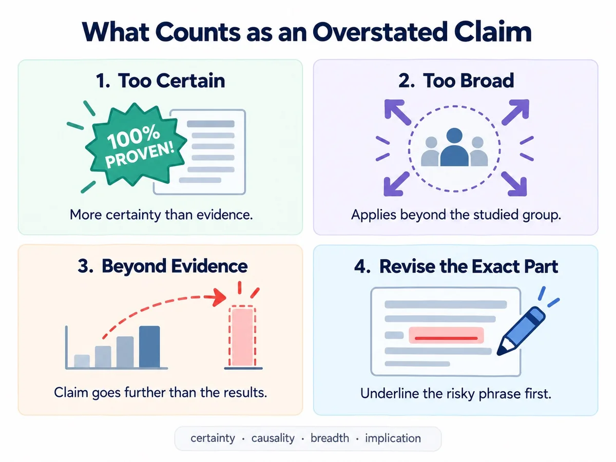 A visual guide to spotting claims that are too certain, too broad, or beyond the evidence