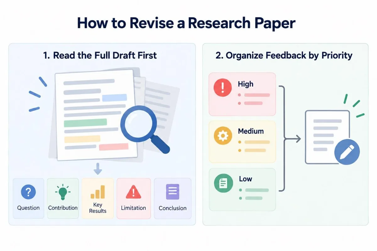 A visual workflow for reading a full draft and prioritizing feedback