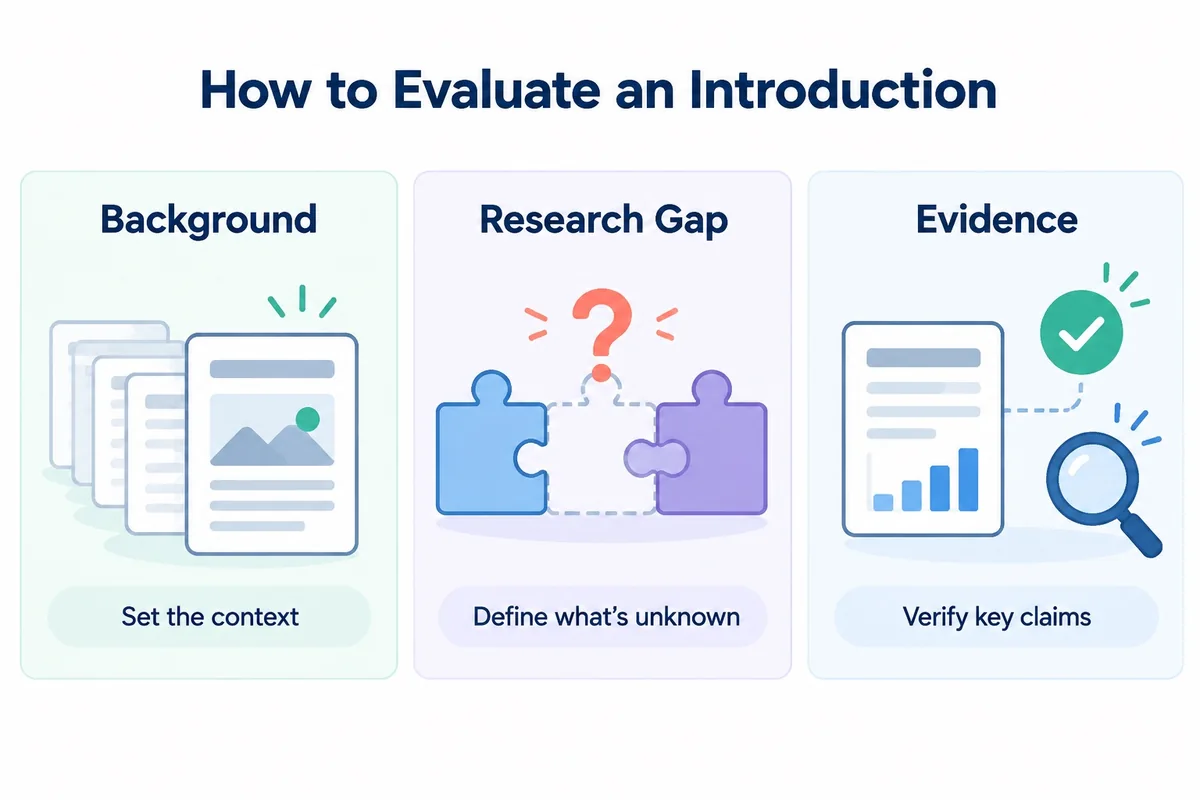 A visual guide to evaluating background, research gap, and evidence in an introduction
